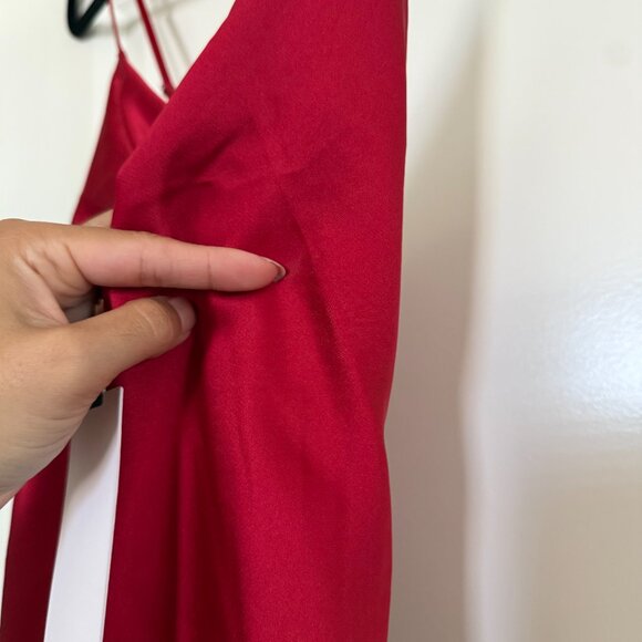 NWT! Astr the Label Gaia Cowl Neck Satin Midi dress sz XS event cocktail flaws - Picture 11 of 16